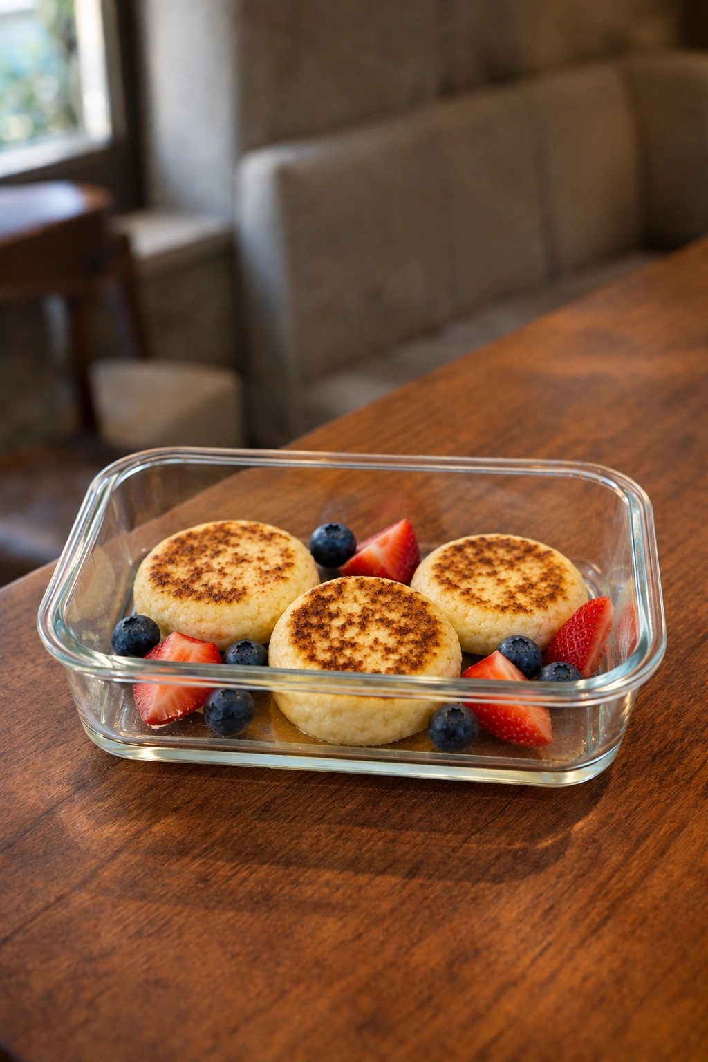 Cottage cheese pancakes with sour cream and berries by Chef Pecan